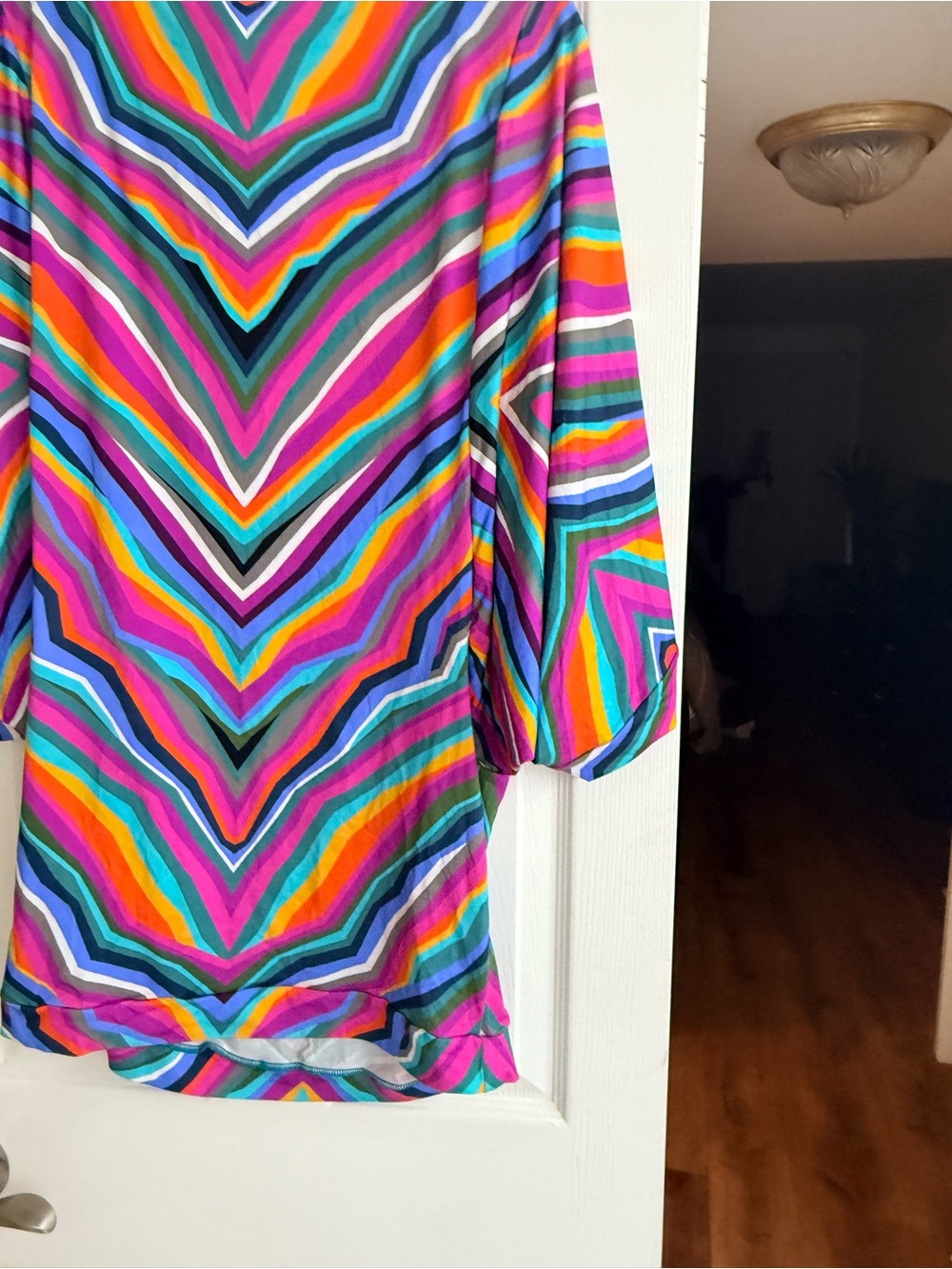 Trina Turk -large -Vibrant Multicolor Chevron-Stripe Tunic Top